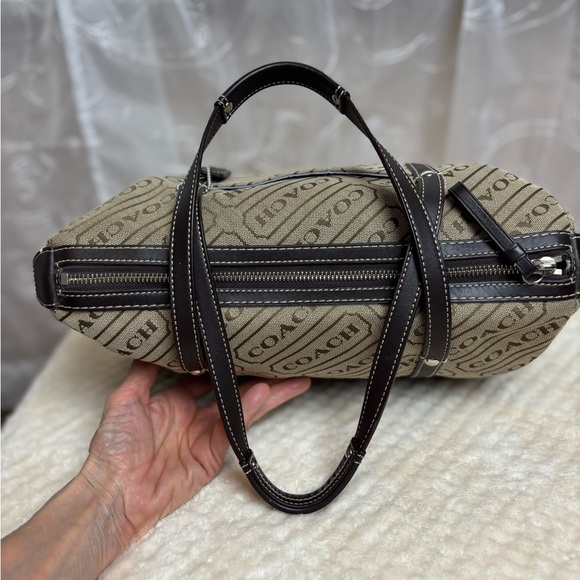 Coach Vintage Signature Logo Brown Stripe canvas Bag/Tote - Picture 6 of 15